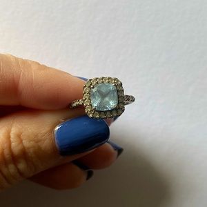 Zale’s Aquamarine ring & necklace set Silver